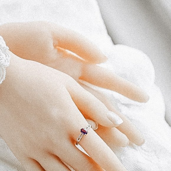 Genuine Natural Amethyst Stone Ring Purple Sterling Silver Dainty Ring - Picture 8 of 8